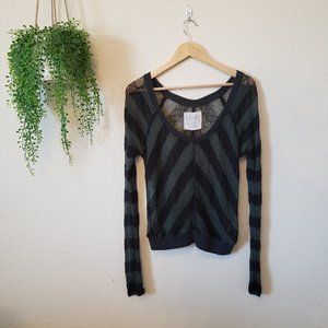 We the Free Free People Striped Open Knit Sweater